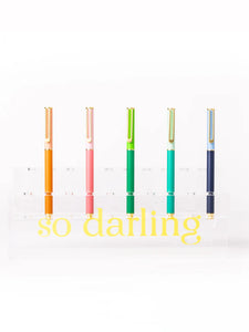 Mary Square Snap Cap Pen | Colorblock Coral