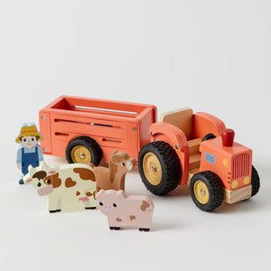 Zookabee Wooden Farm Tractor and Trailer Set