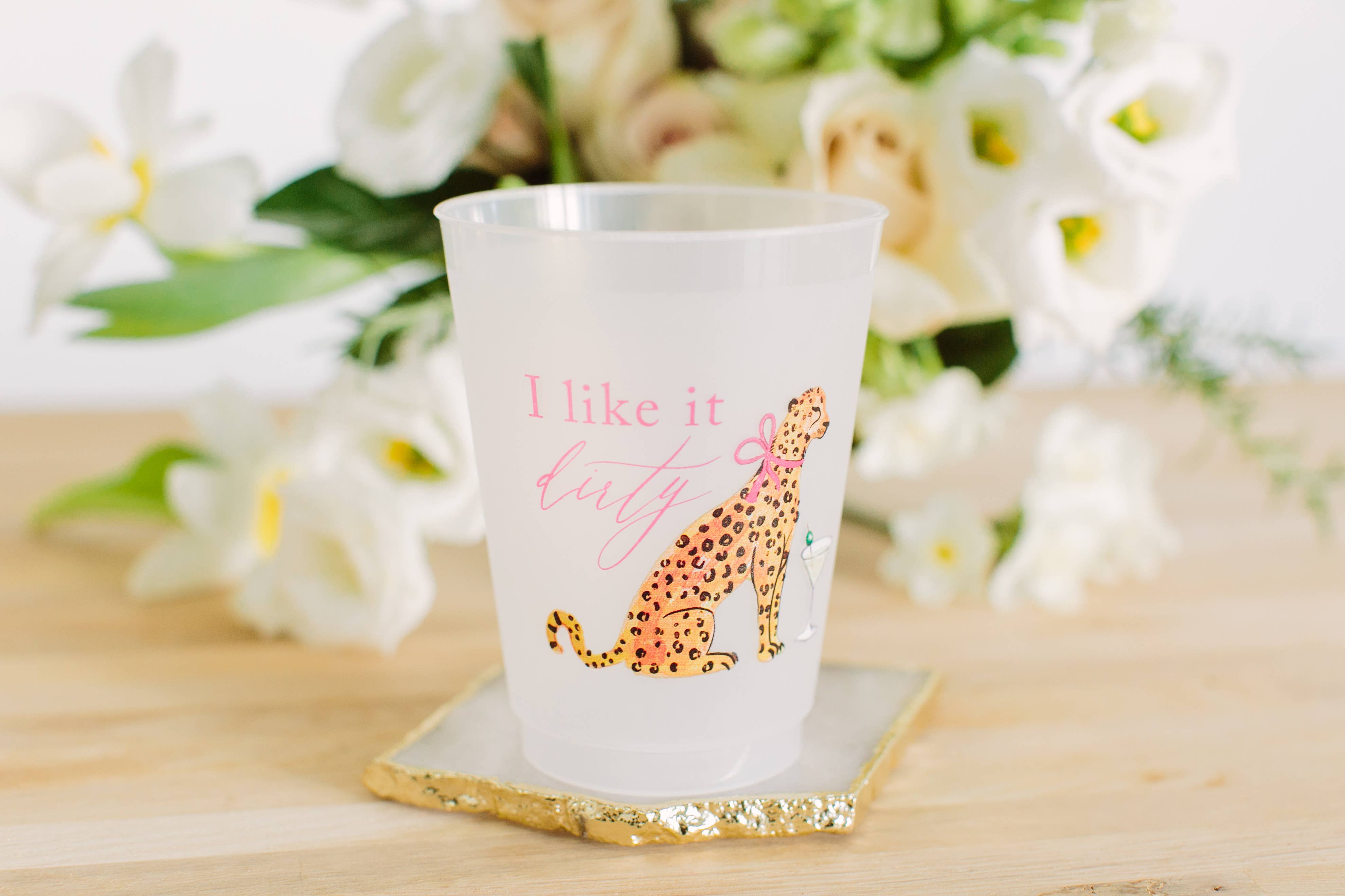 Sip Hip Hooray - I Like It Dirty Cheetah Martini Frosted Cups - Girls: Pack of 10