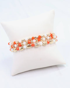 Caroline Hill - Spirit Beaded Bracelet Set Orange White