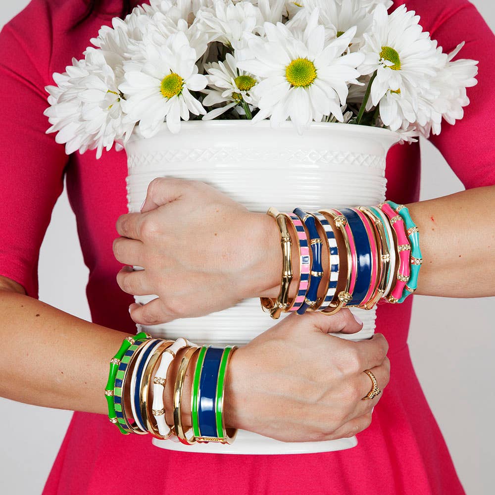 Fornash - Enamel Stone Bamboo Bracelet: Navy