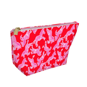 Aspen Lane - Cute pouch + cosmetic bag | leather pink & red zebra