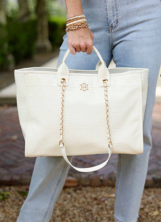 Caroline Hill - Melissa Tote Bag IVORY PATENT: Default