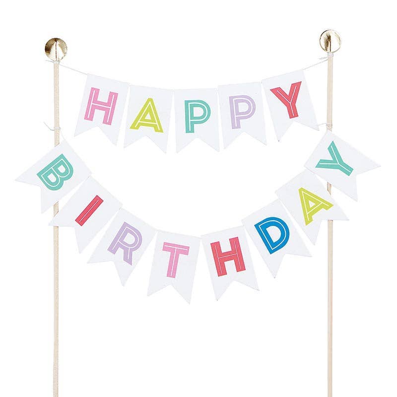 Angle - Garland Cake Topper - Happy Birthday