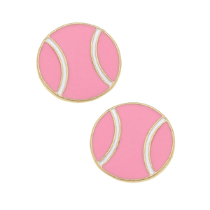 Canvas Style - Margaret Enamel Tennis Ball Stud Earrings in Light Pink