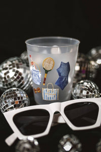Sip Hip Hooray - Hampton Vibes Summer Collage Frosted Cups- Summer: Pack of 6