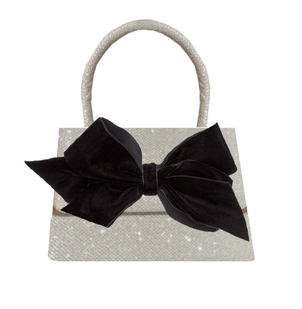 Peachy Pendants - Sparkle Purse - with Black Velvet Bow: Black