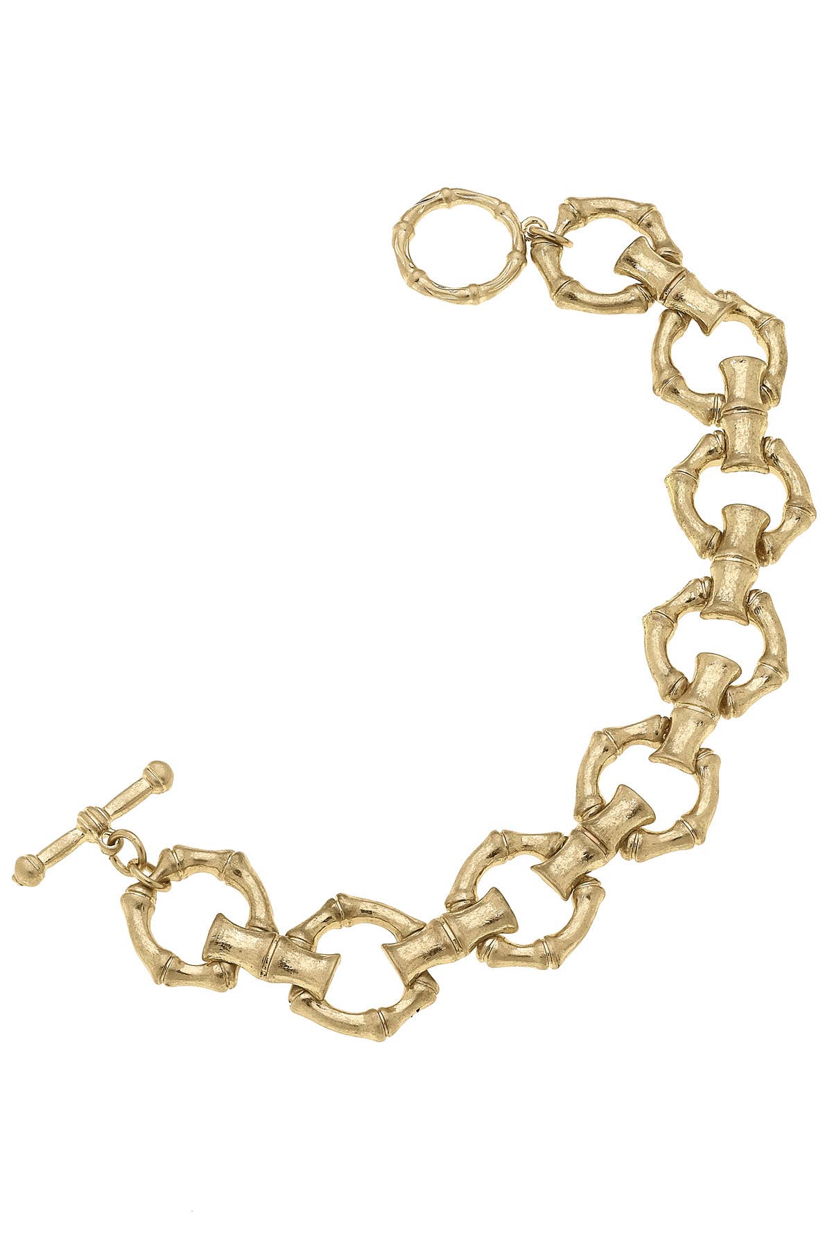 Canvas Style - Pippa Bamboo Linked Horsebit Bracelet in Shiny Gold