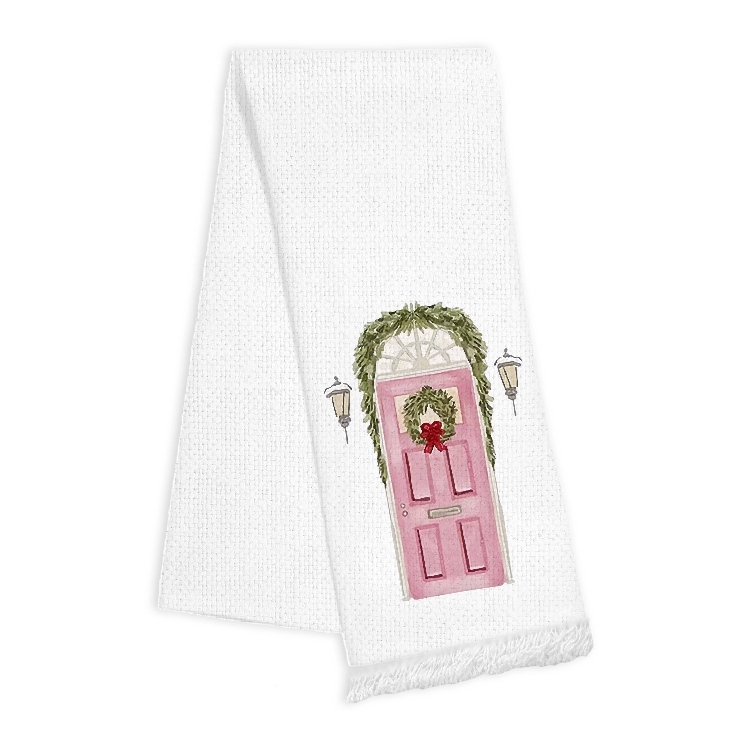 Toss Designs - Linen Fringe Towel - Door Wreath