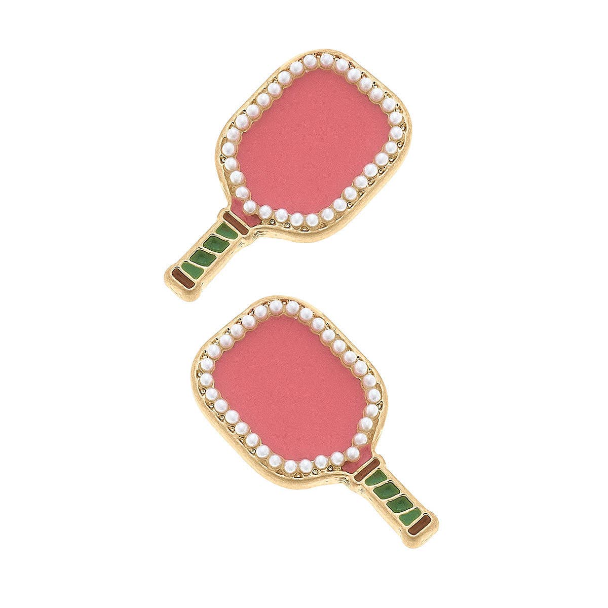 Canvas Style - Ellie Pickleball Paddle Stud Earrings in Pink