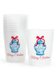 Royal Standard Chinoiserie Merry Christmas frosted party cups featuring blue and white ginger jars with red bows, 16 oz set of 10.