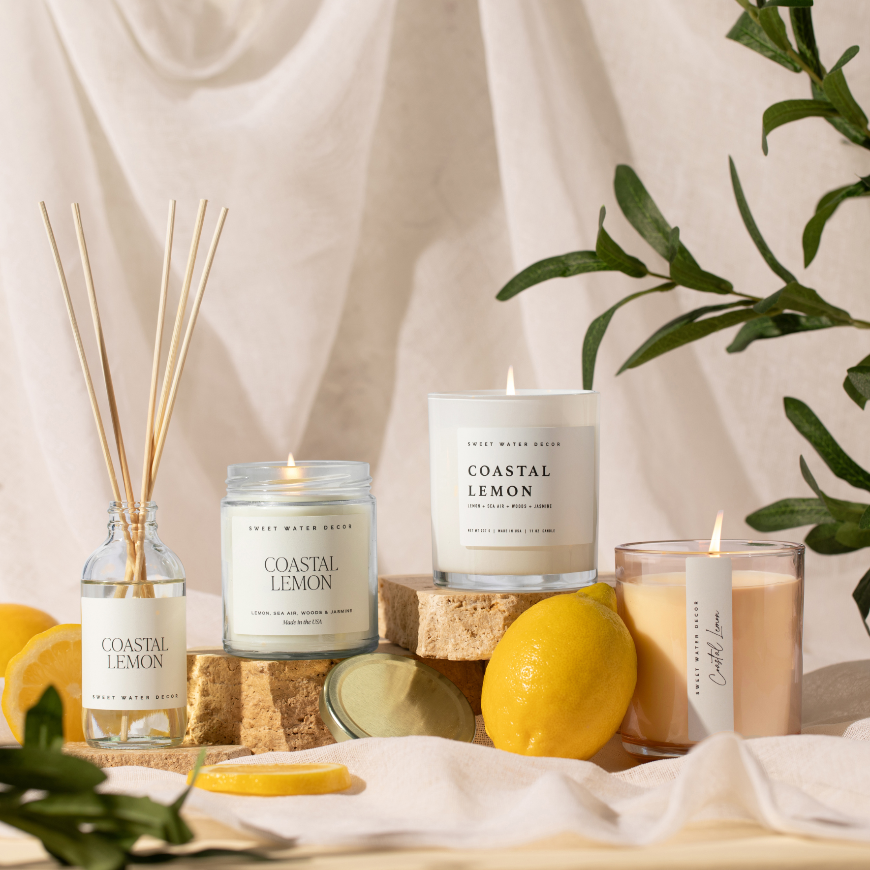 Sweet Water Decor - Coastal Lemon 12 oz Candle - Home Decor and Gifts