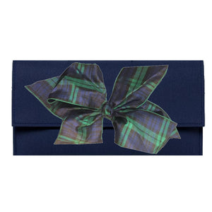 Peachy Pendants - Cambridge Clutch - Navy with Interchangeable Bow: Tartan Plaid