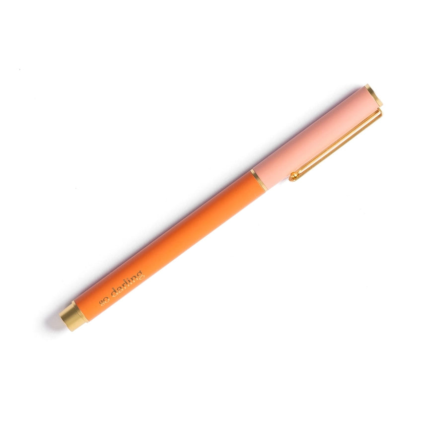 Mary Square Snap Cap Pen | Colorblock Coral