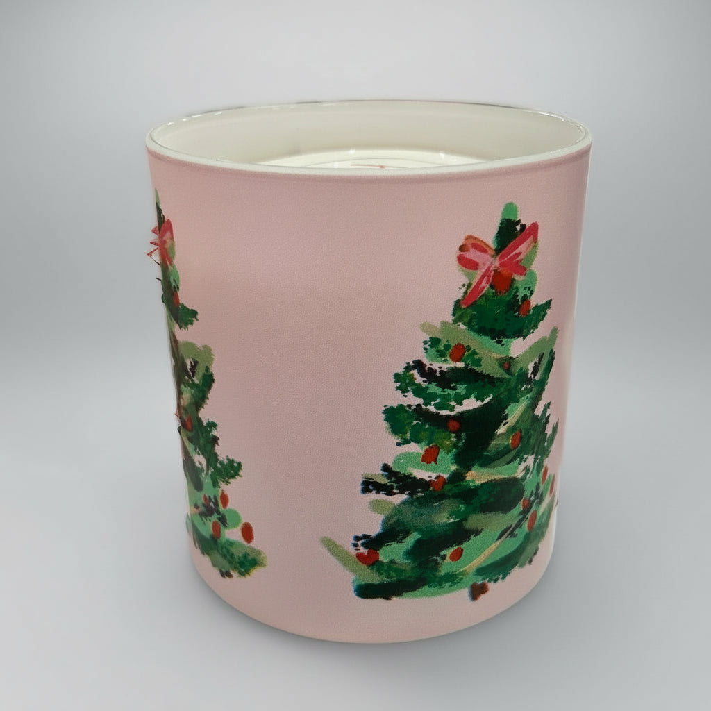 Rebecca Illustrated - PINK CHRISTMAS TREE CANDLE- PINK PINE 