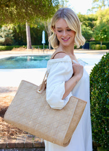 Caroline Hill - Melissa Tote Bag Natural Quilted LQ: Default