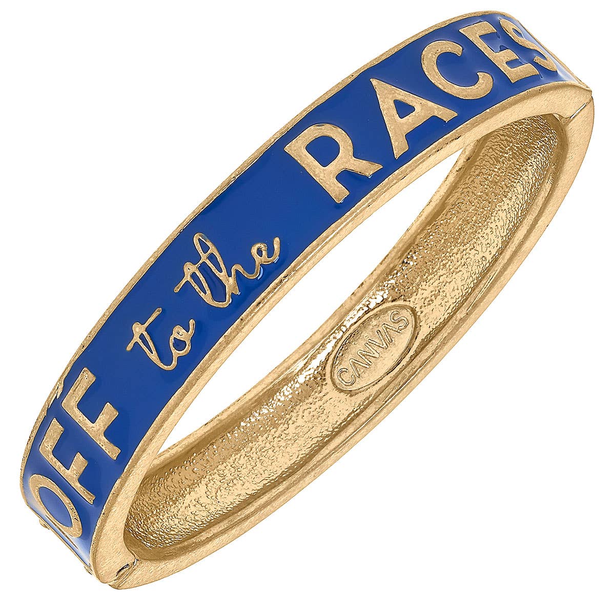 Canvas Style - Off To The Races Enamel Hinge Bangle: Pink