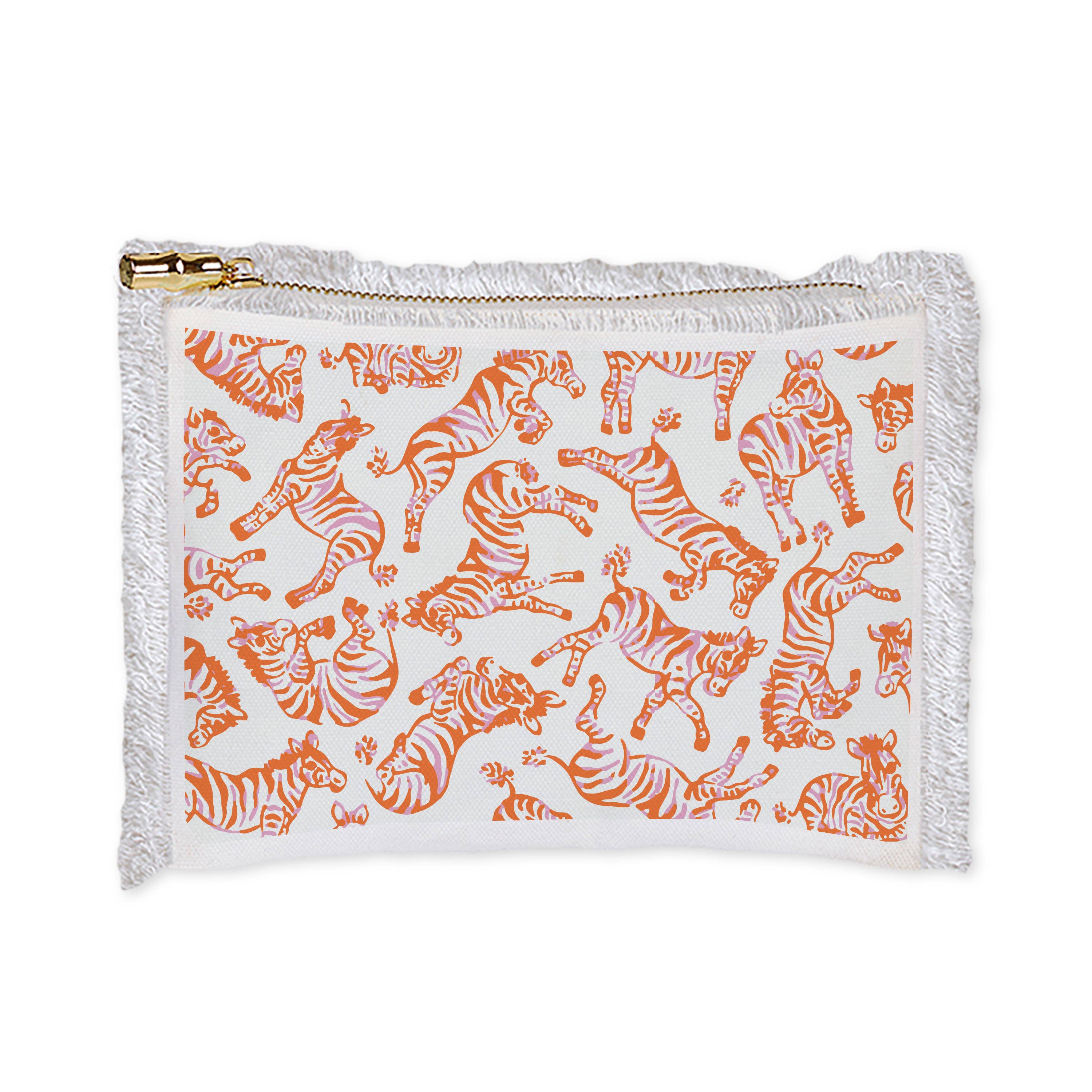 Toss Designs - Linen Fringe Cosmetic Bag- Zebra's Org