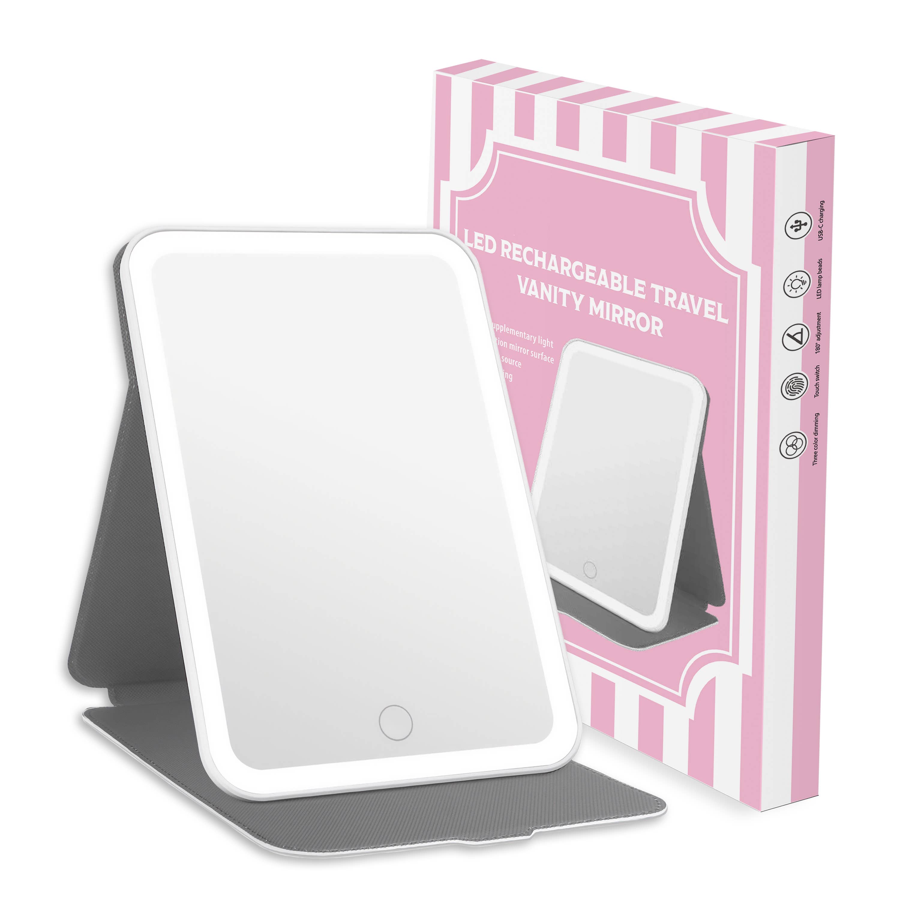 Toss Designs Rechargeable Lighted Makeup Mirror – Blue Toile Travel Vanity Mirror