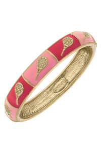 Canvas Style - Elena Tennis Sculpted Enamel Hinge Bangle: White