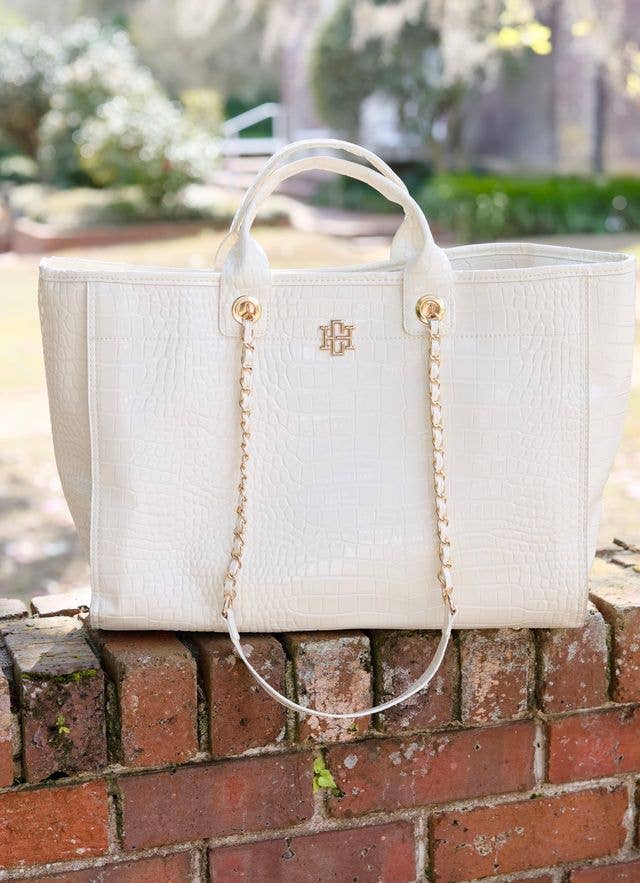 Caroline Hill - Melissa Tote Bag IVORY PATENT: Default