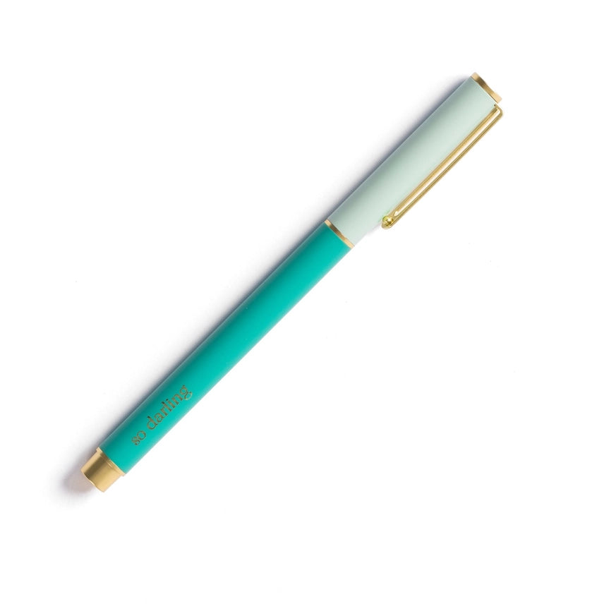 Mary Square Snap Cap Pen | Colorblock Teal