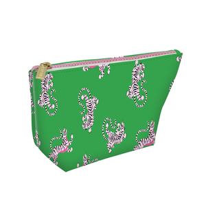 Aspen Lane - Cute pouch + cosmetic bag | leather pink green tiger