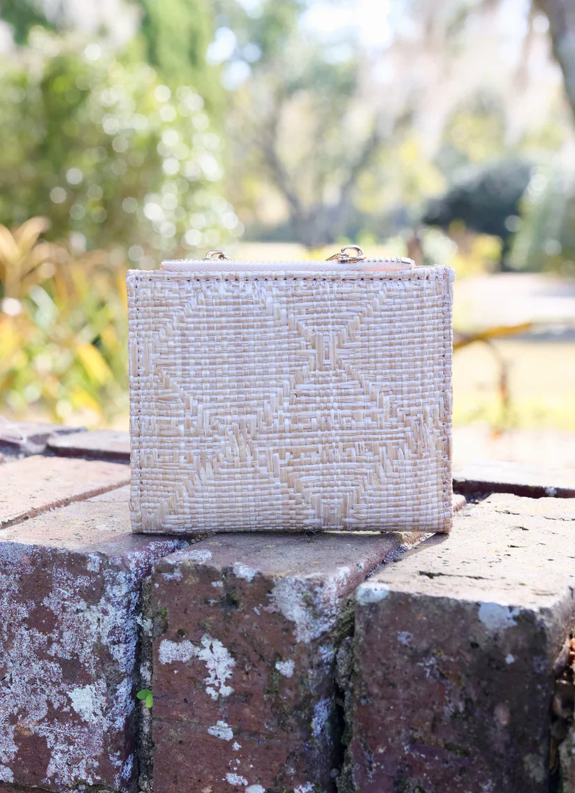 Caroline Hill- Monica Double Zip Wallet Natural Lattice Tan