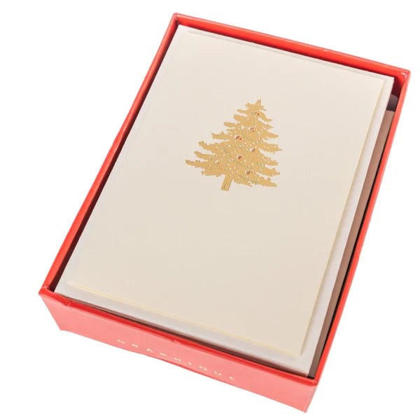 La Petite Presse Noël Boxed Holiday Cards – Gold Foil Christmas Tree