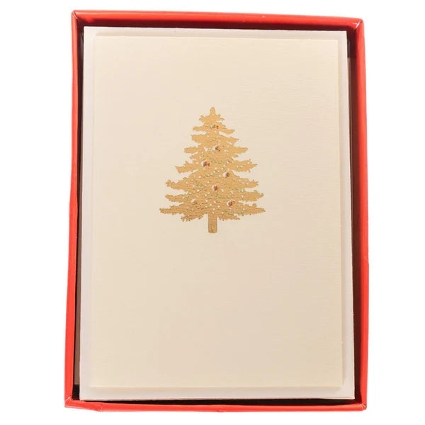 La Petite Presse Noël Boxed Holiday Cards – Gold Foil Christmas Tree
