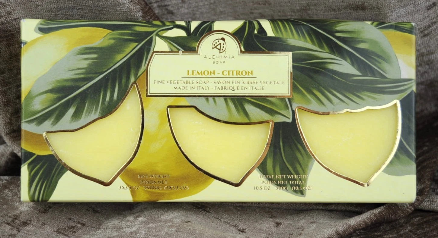 Alchimia Lemon Citron Fine Vegetable Soap Made in Italy (Set Of 3)