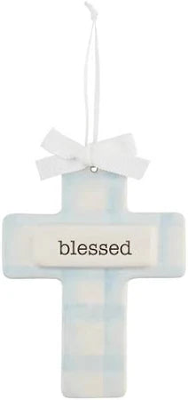 Mudpie Blue Ceramic Keepsake Cross