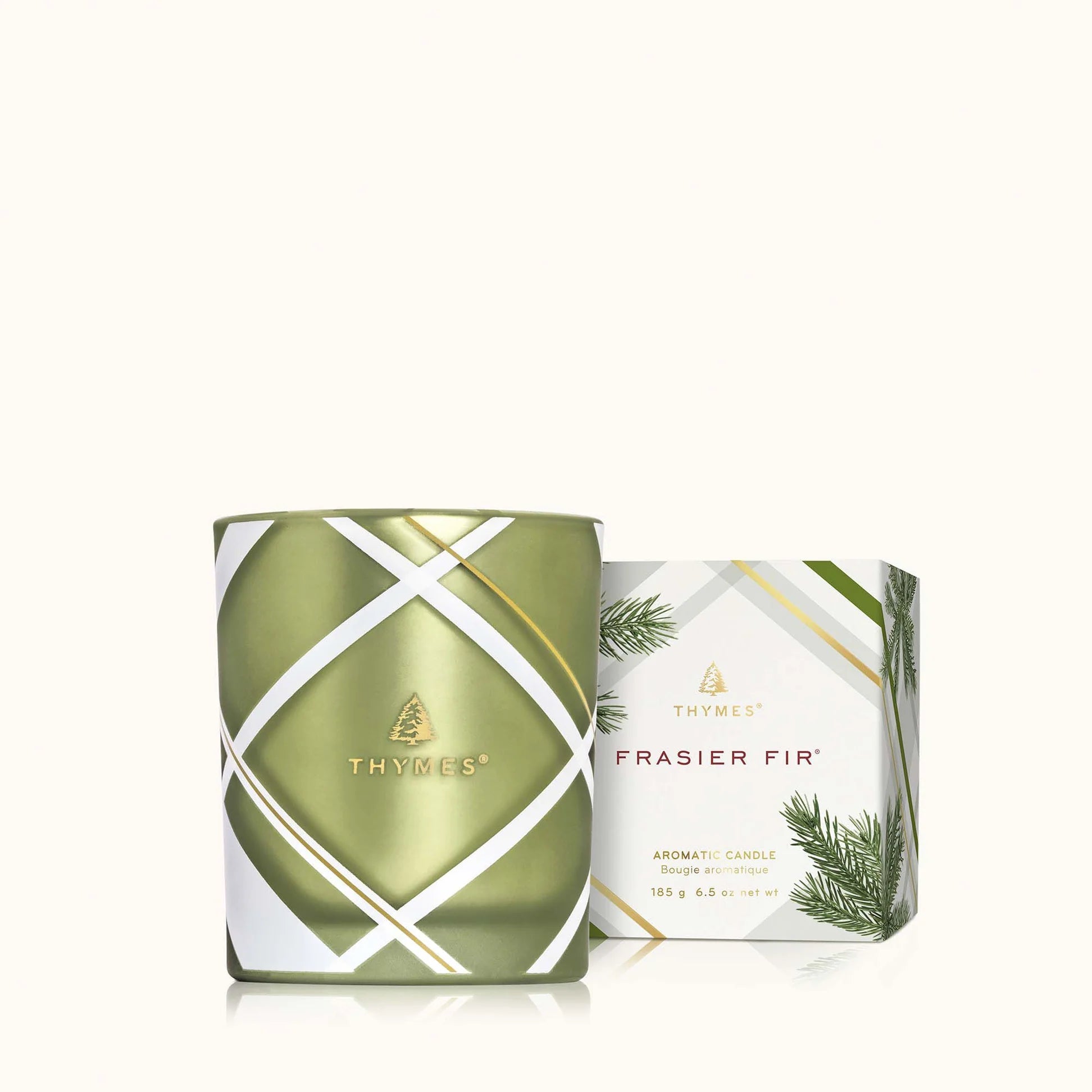 Thymes Frasier Fir Frosted Plaid Candle – 6.5 oz