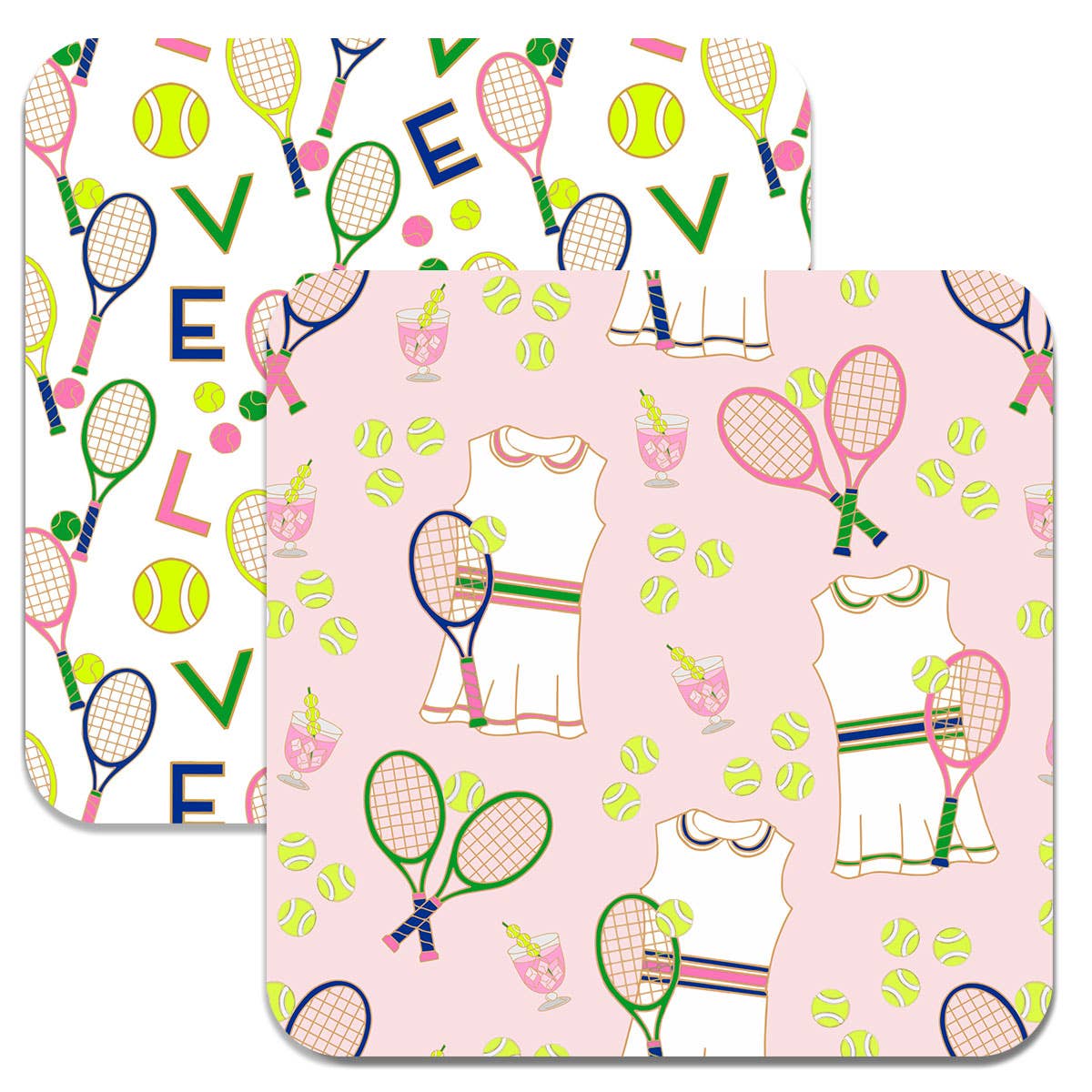 Canvas Style - Preppy Tennis Double-Sided Thick Paper Coasters (Set of 8)