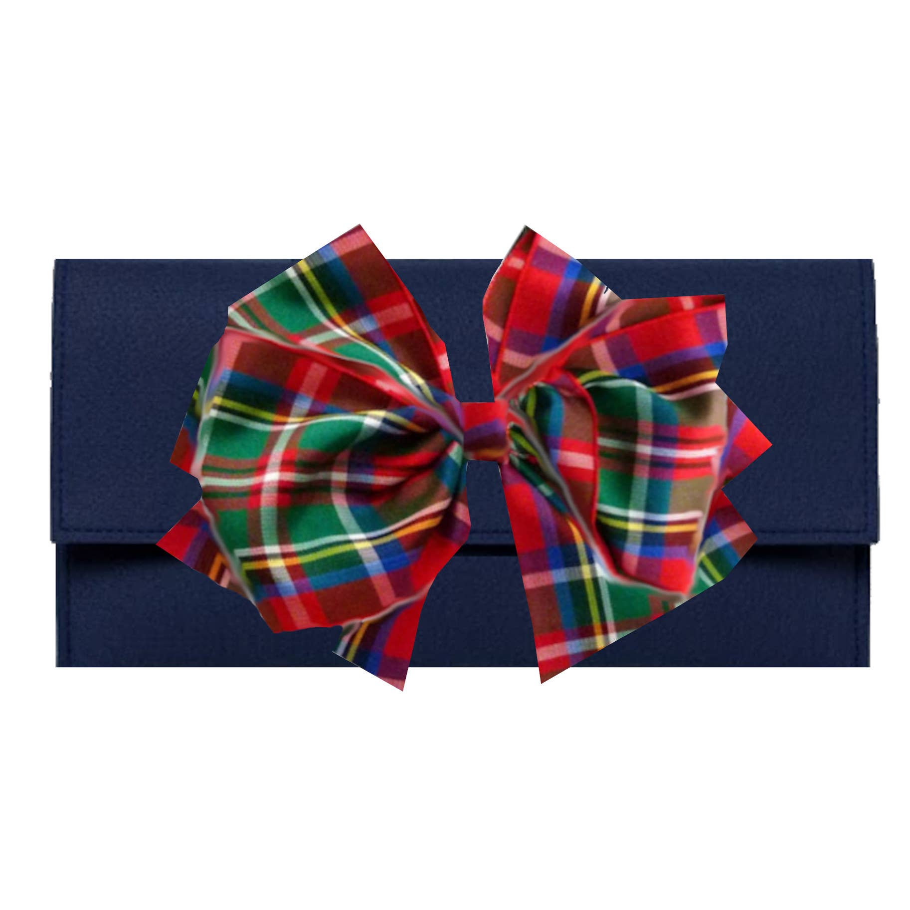 Peachy Pendants - Cambridge Clutch - Navy with Interchangeable Bow: Tartan Plaid