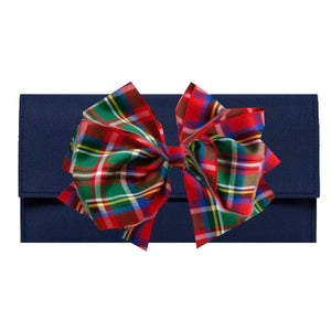 Peachy Pendants - Cambridge Clutch - Navy with Interchangeable Bow: Tartan Plaid