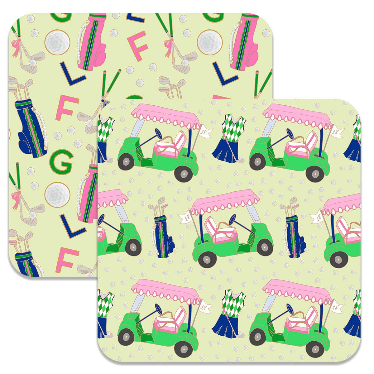 Canvas Style - Preppy Golf Double-Sided Thick Paper Coasters (Set of 8)