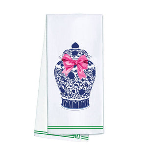 WH Hostess Social Stationery - SALE!! Ginger Jar with Pink Bow Tea Towel