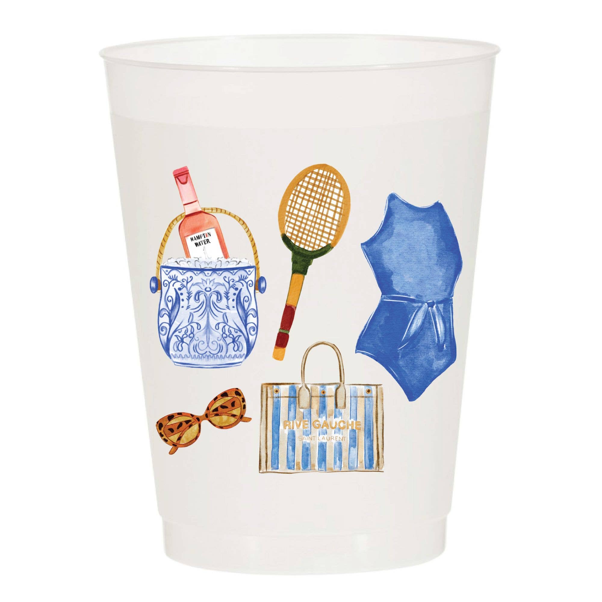 Sip Hip Hooray - Hampton Vibes Summer Collage Frosted Cups- Summer: Pack of 6