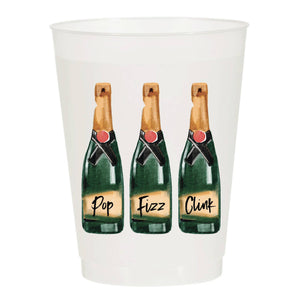Sip Hip Hooray - Pop Fizz Clink Champagne New Years Frosted Cups- New Years