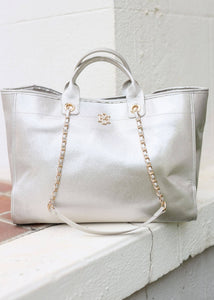 Melissa Tote Bag SILVER SAFFIANO: Default