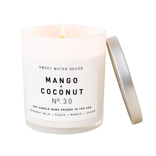 Mango and Coconut Soy Candle | White Jar