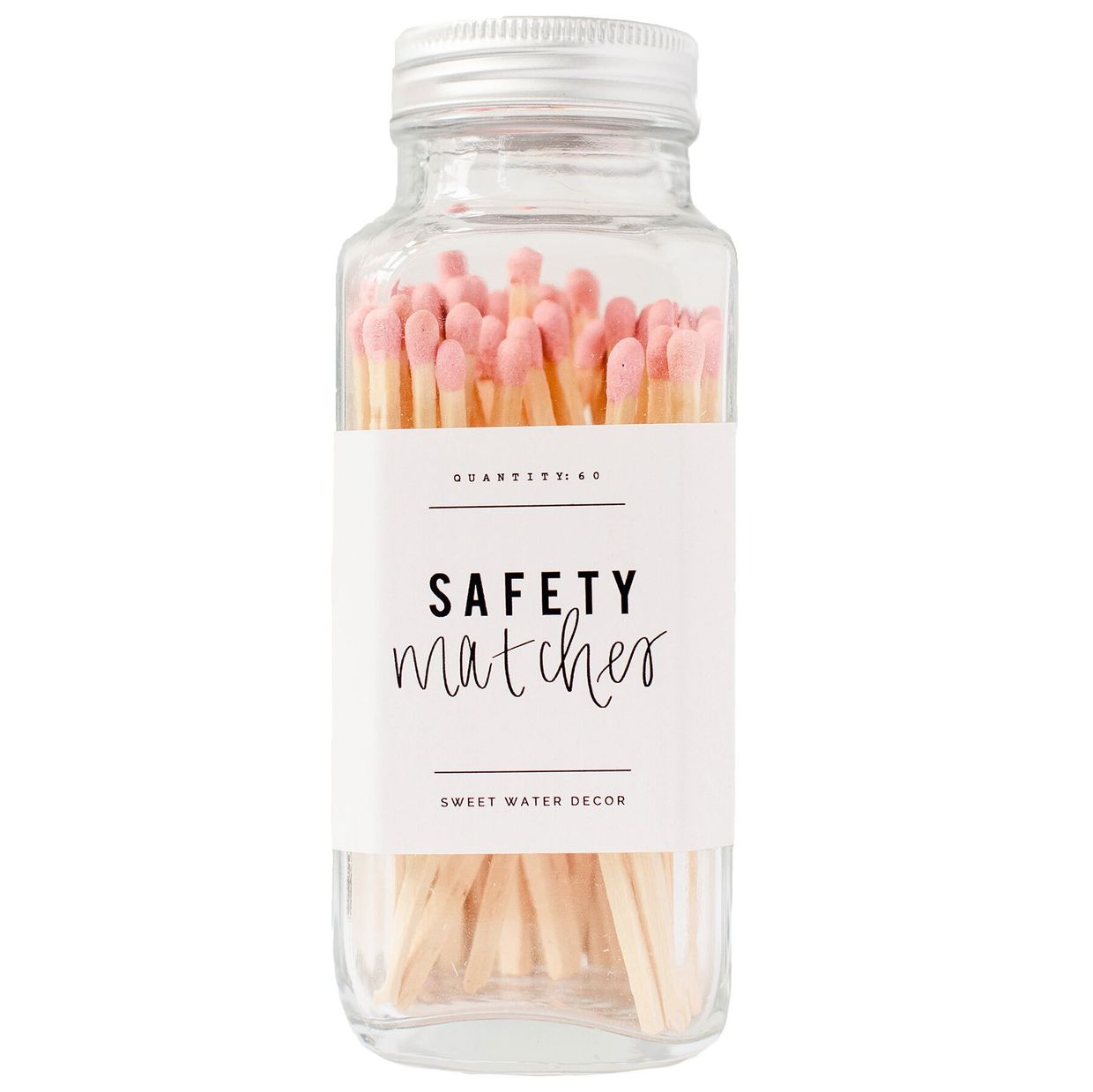 Bright Pink Safety Matches - Glass Jar