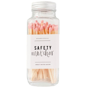 Bright Pink Safety Matches - Glass Jar