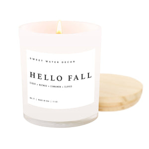 Sweet Water Decor -Hello Fall 11 oz Soy Candle - Fall Home Decor