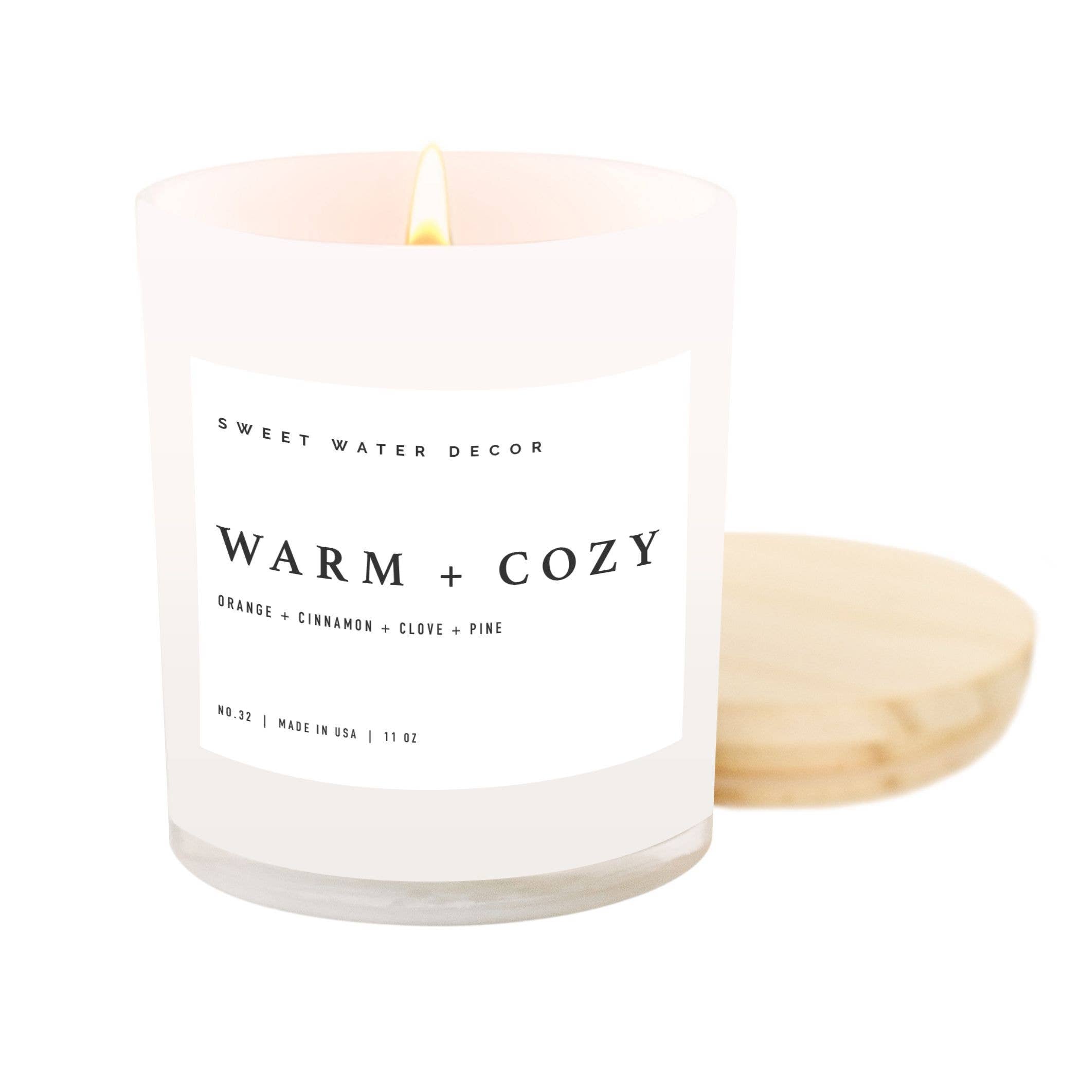 Sweet Water Decor - Warm and Cozy Soy Candle | White Jar Candle + Wood Lid